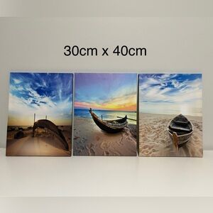 Beach Boat Canvas Trio